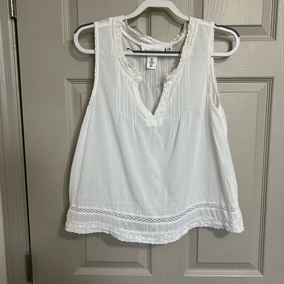 H&M+ Sleeveless White Cotton Lace Top L - Picture 1 of 6